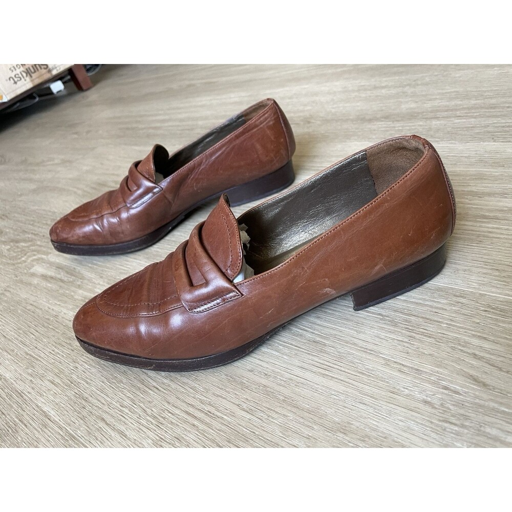 Via Spiga Women’s Pointed Toe Flat Shoes Tan Leather Classic Brown Size 8B - Picture 3 of 7